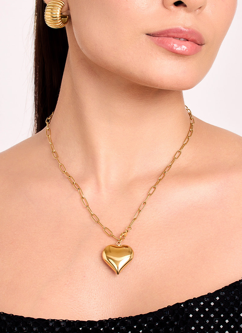 Golden Heart Clip Necklace