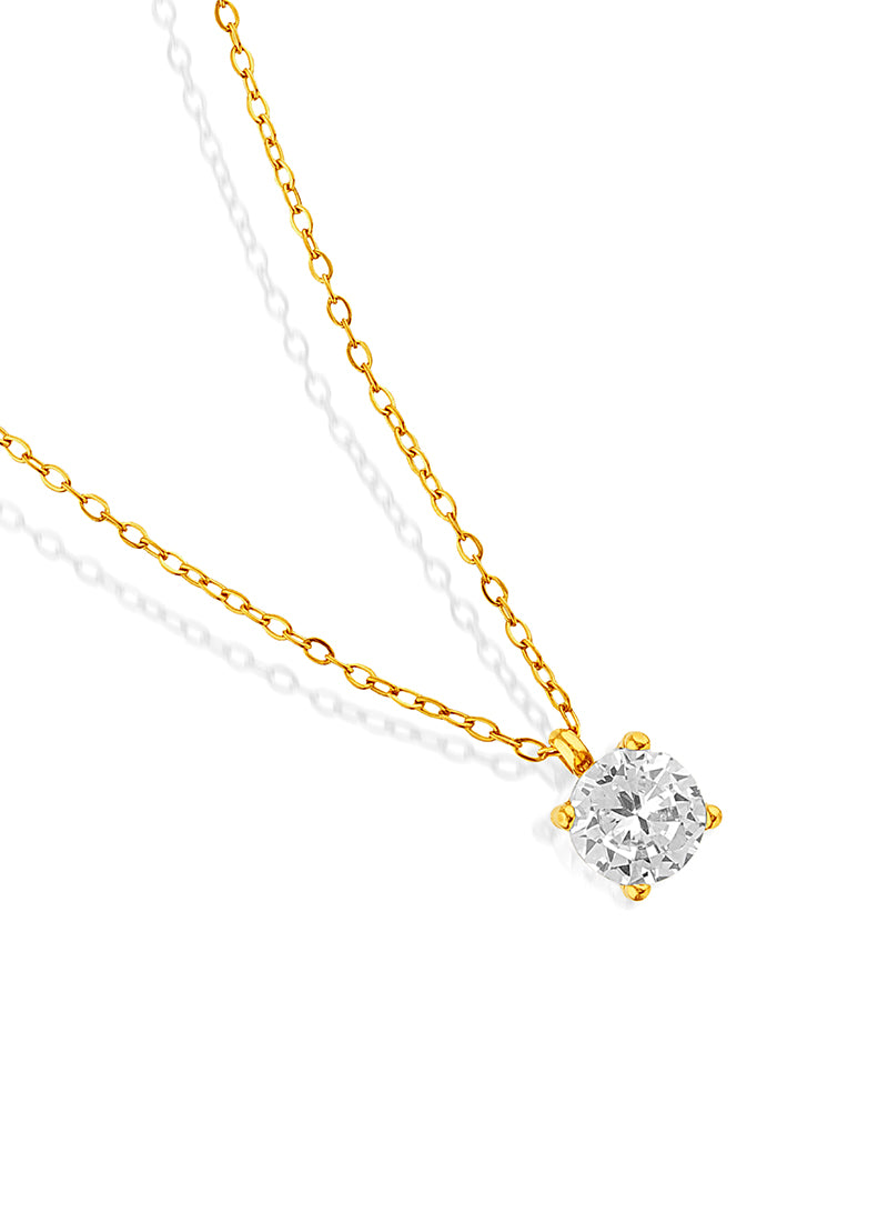 Elegant Golden Solitaire Necklace