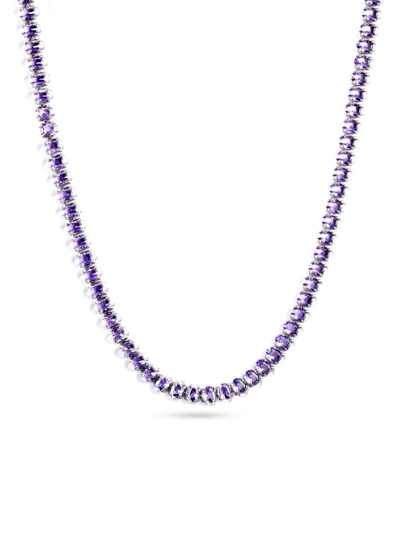 Crystal Tennis Necklace:Purple