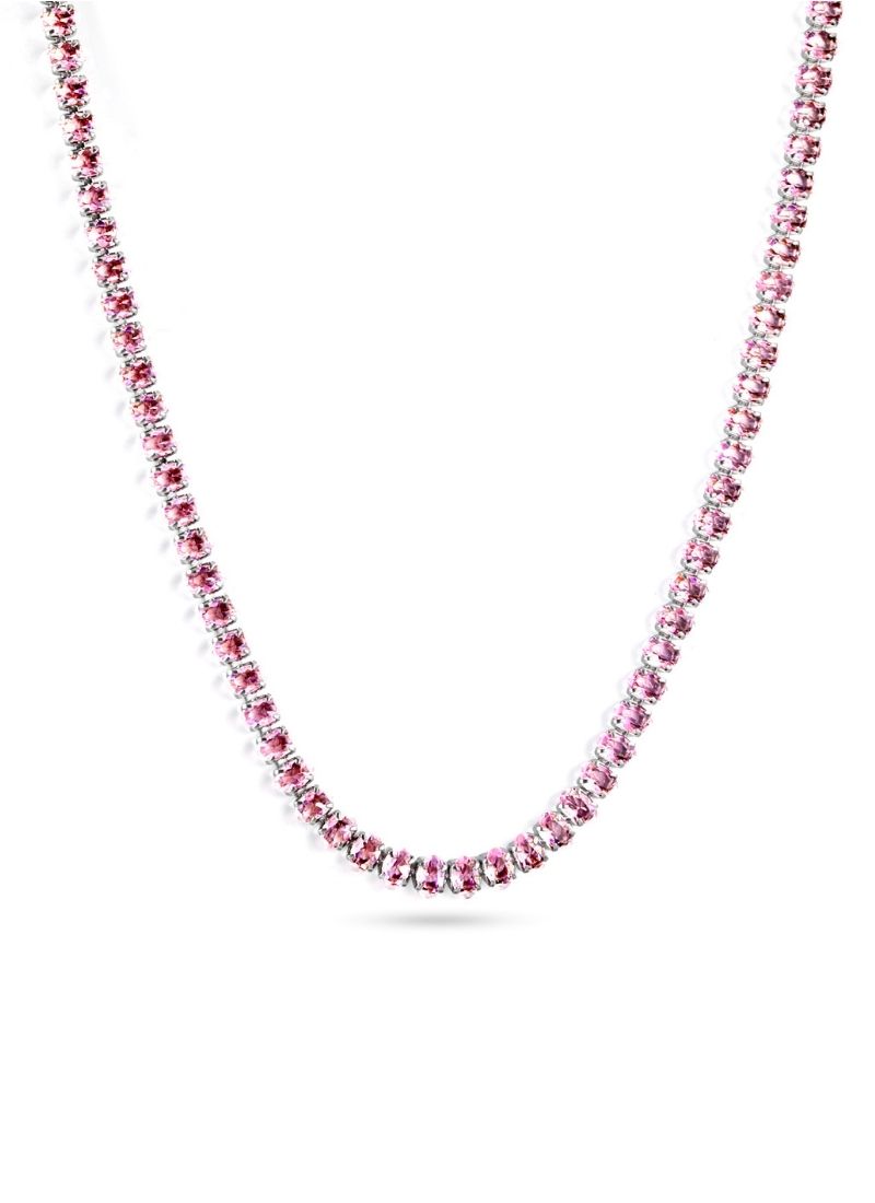 Crystal Tennis Necklace:Pink