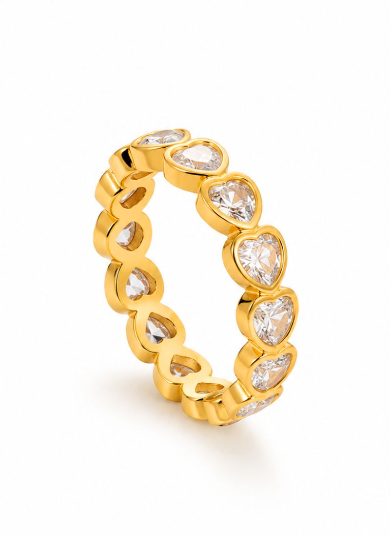 Crystal Heart Band Ring