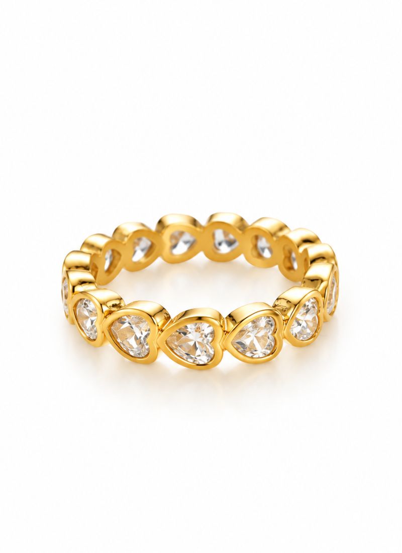 Crystal Heart Band Ring