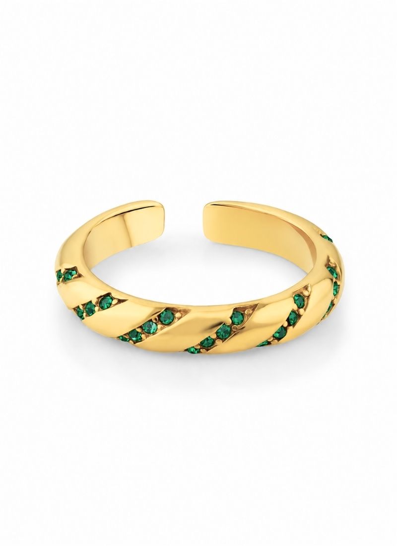 Crystal Braid Ring:Green