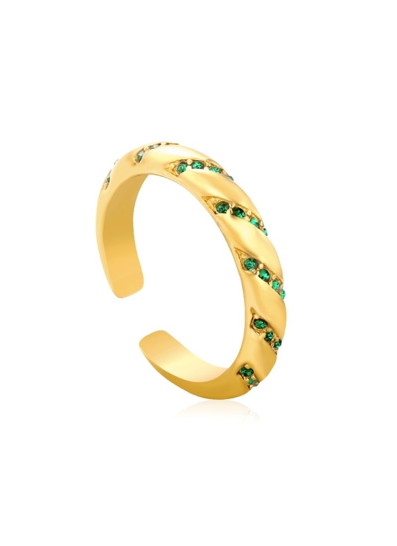 Crystal Braid Ring:Green
