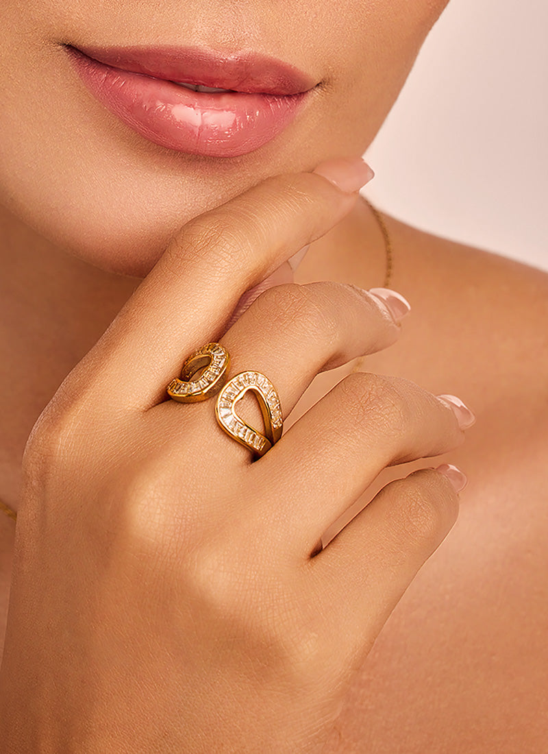 Golden Twin Loop Ring