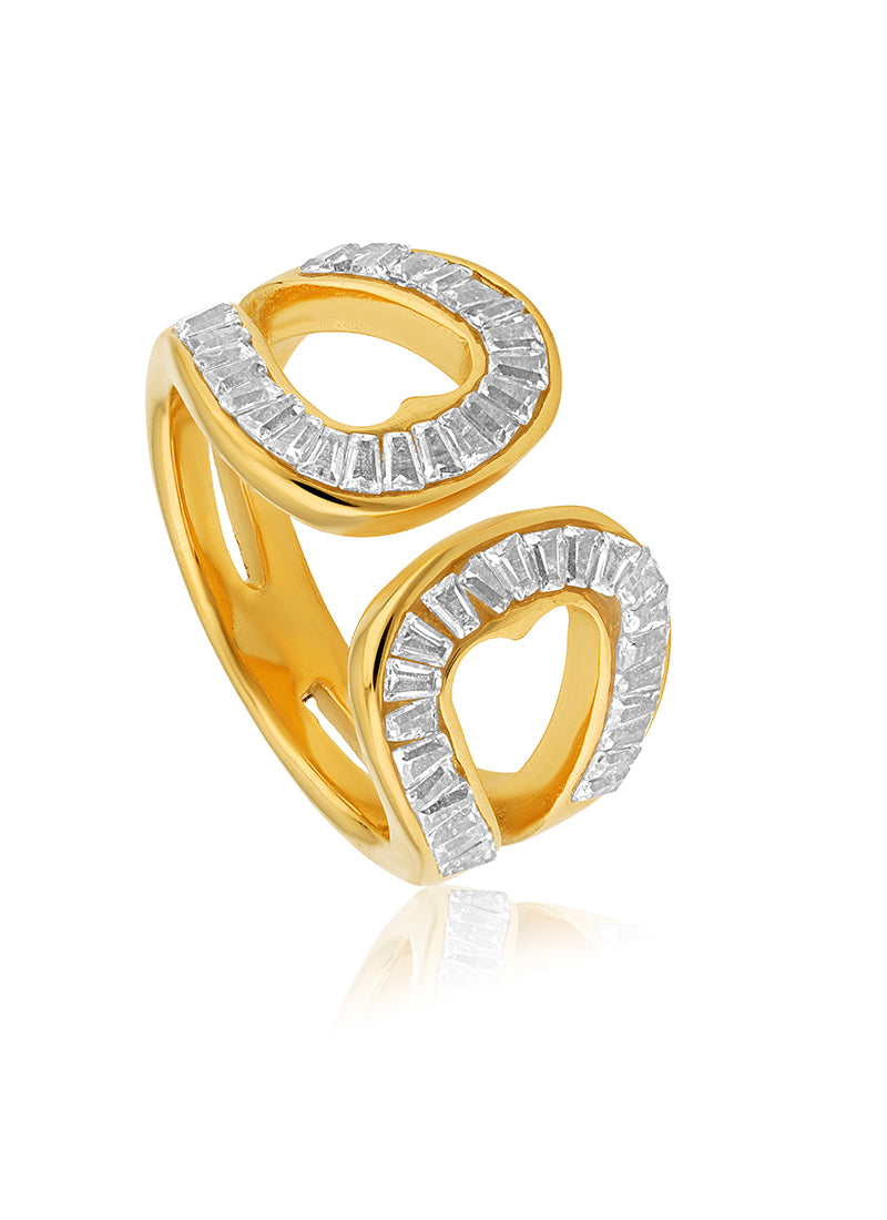 Loop Ring Gold Golden Twin Loop Ring | 18K Gold Plated Crystal Ring | Elra