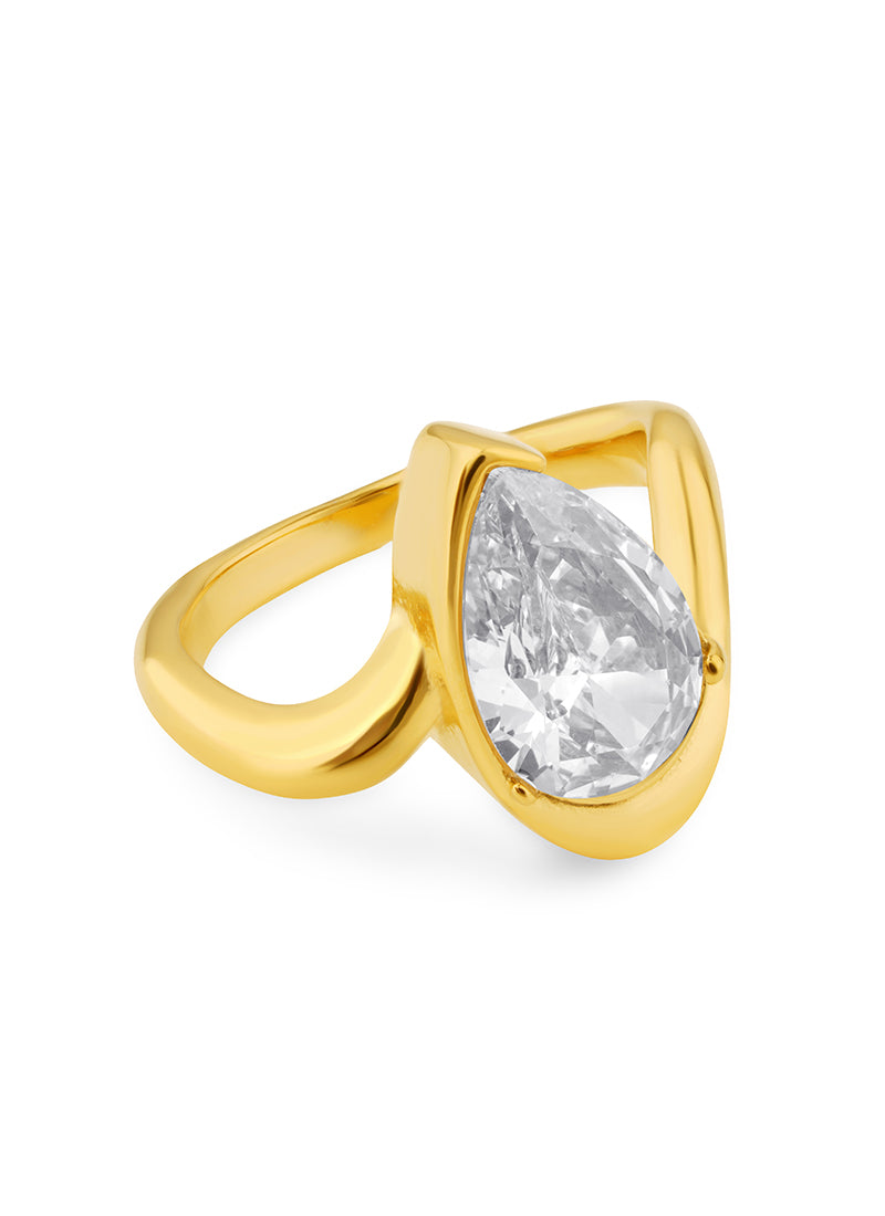 Halo Teardrop Ring elegant gold teardrop statement ring by Elra