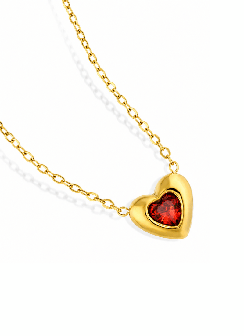 Blush Heart Necklace:Red